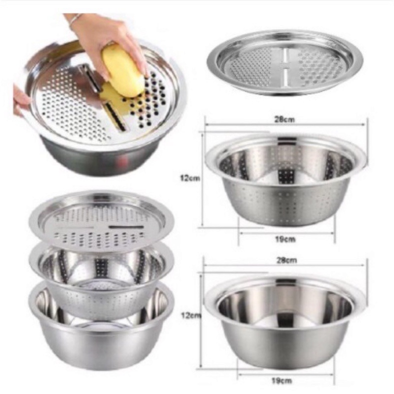 Bộ rổ, chậu, nạo inox