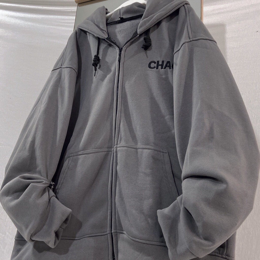 Áo Khoác Hoodie Nỉ CHAOS Hình Thêu Form Rộng Unisex Nam Nữ Phong Cách Hàn Quốc