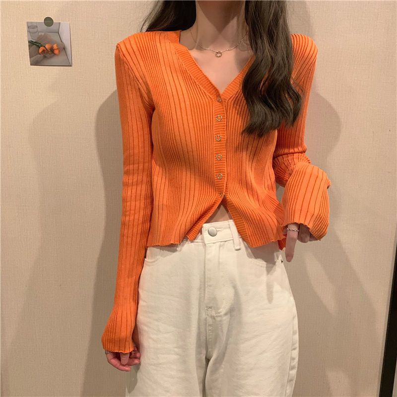 Áo Thun Len Nữ Tay Dài Áo khoác Cardigan Hàn Quốc