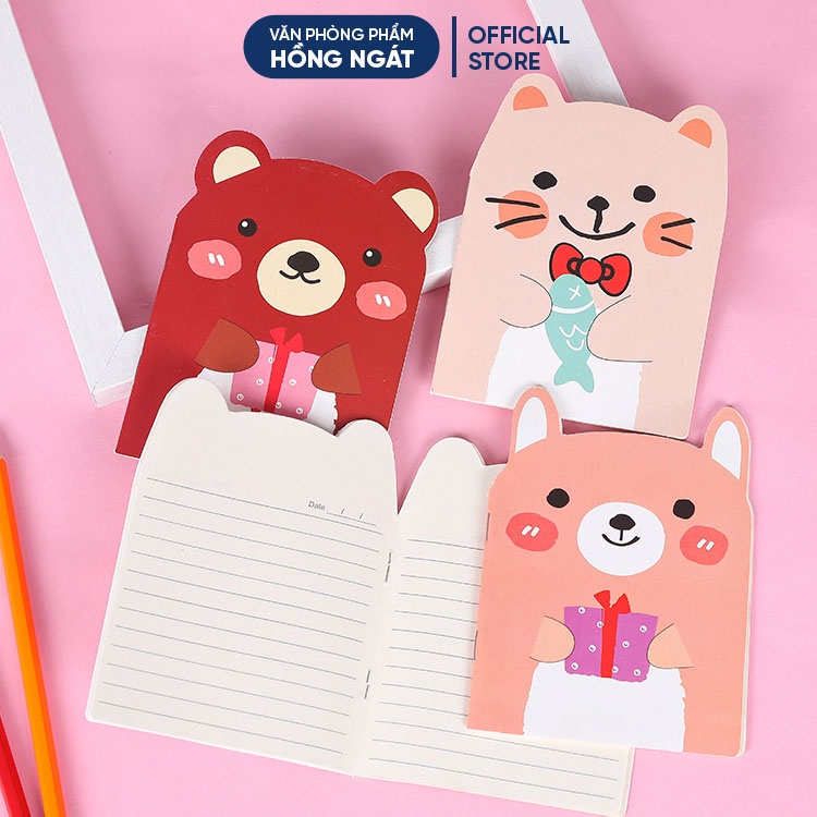Sổ tay cute hình gấu, set 10 quyển sổ tay ghi chú mini cute dễ thương giá rẻ kẻ ngang đẹp nhỏ gọn bỏ túi S01