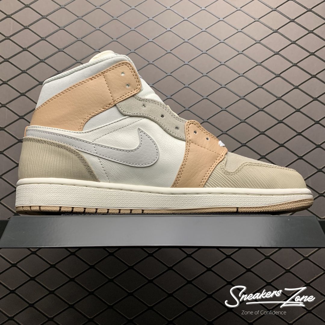 (FREESHIP+HỘP+QUÀ) Giày Thể Thao AIR JORDAN 1 Mid Milan Màu Kem Nâu Cổ Cao SNEAKERS WORLD | BigBuy360 - bigbuy360.vn