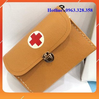 Túi cứu thương các cỡ, màu vàng bằng da, có quai xách