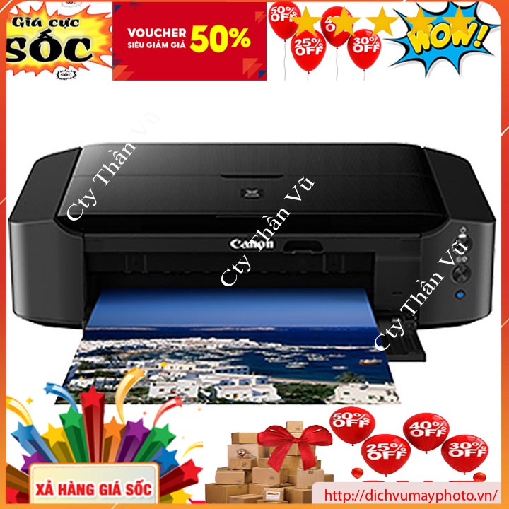 Máy in phun màu mới 100% khổ in A3 mã canon iP 8770 in đẹp máy 6 màu mực có in wifi hàng có bảo hành hỗ trợ tốt INECO