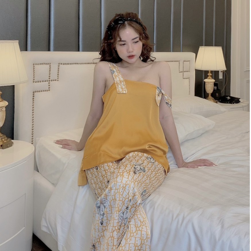 Đồ bộ nữ Vic's lụa Latin cao cấp, đồ ngủ hoạ tiết mặc nhà sang trọng L138  thời trang nữ pijama | BigBuy360 - bigbuy360.vn