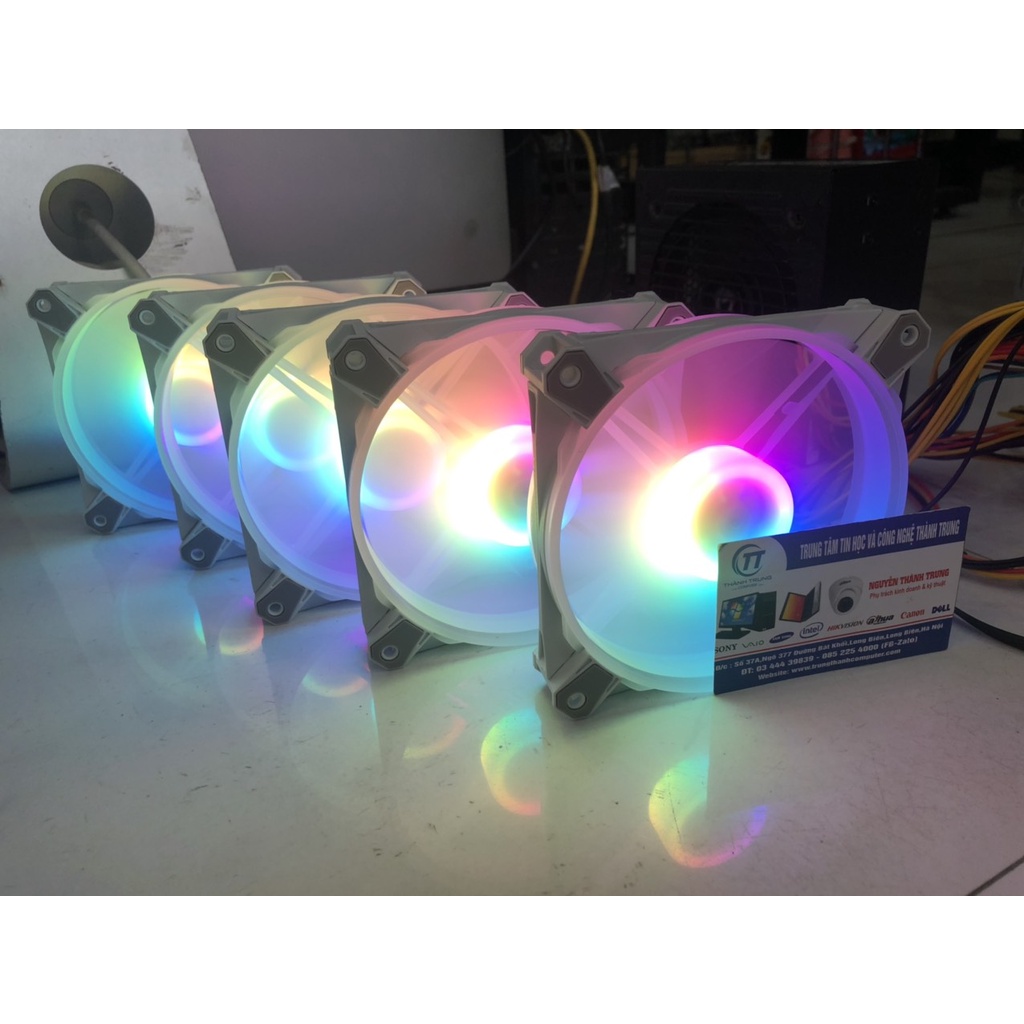 Quạt Tản Nhiệt, Fan Led RGB Coolmoon X3 Có Điều Tốc PWM - Led Sync Main 3 Pin 5v / Bộ Hub Coolmoon P-ARGB PWM