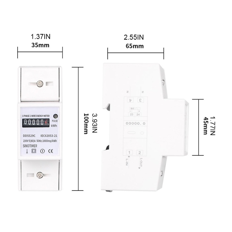 Đồng Hồ Đo Điện Tử Kilowatt Hour kwh 230V 5 (80) Chuyên Dụng