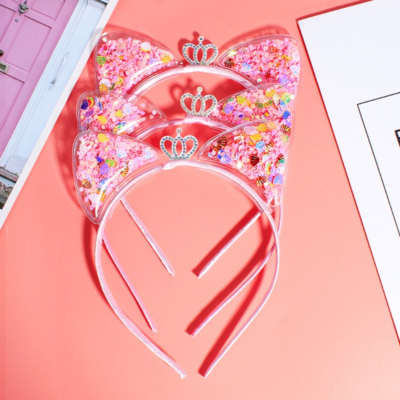 Băng Đô Tai Mèo Đính Kim Sa Lấp Lánh Nhiều Màu