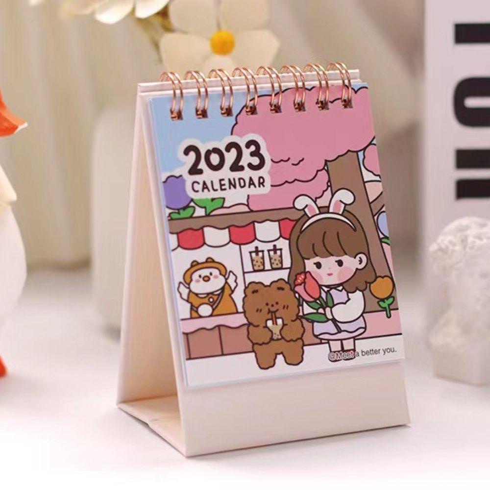 PEWANY Lịch Để Bàn Mini Họa Tiết Hoạt Hình Dễ Thương
