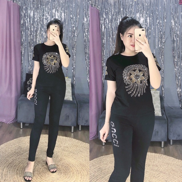 ĐỒ BỘ THUN THÁI COTTON ĐÍNH ĐÁ QC