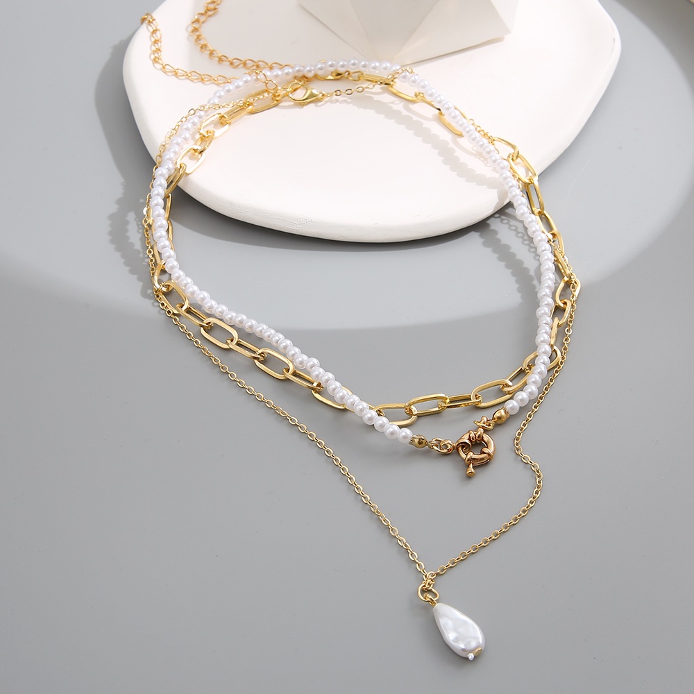 Set 3 Vòng Cổ Choker Mạ Vàng Đính Ngọc Trai Nhân Tạo Quyến Rũ