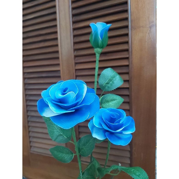 Cành hoa hồng 1 bông bằng vải voan