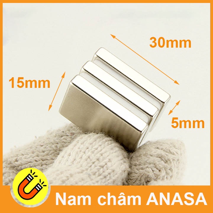 Nam châm vĩnh cửu 30x15x3mm, 30x15x5mm từ tính N35