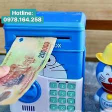 Két Sắt Điện Tử Vân Tay Mini Đô Rê Mon ,Mèo Hồng Kitty Dạy Bé Tiết Kiệm .TTCA