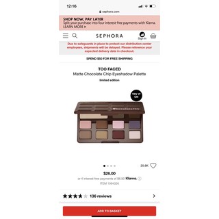 BẢNG PHẤN MẮT TOO FACED MATTE CHOCOLATE CHIP.