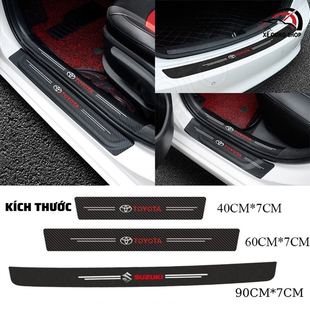 Bộ dán vân carbon chống trầy xước bậc lên xuống/ Bảo Vệ Cốp Sau Ô Tô Cho Nhiều Hãng