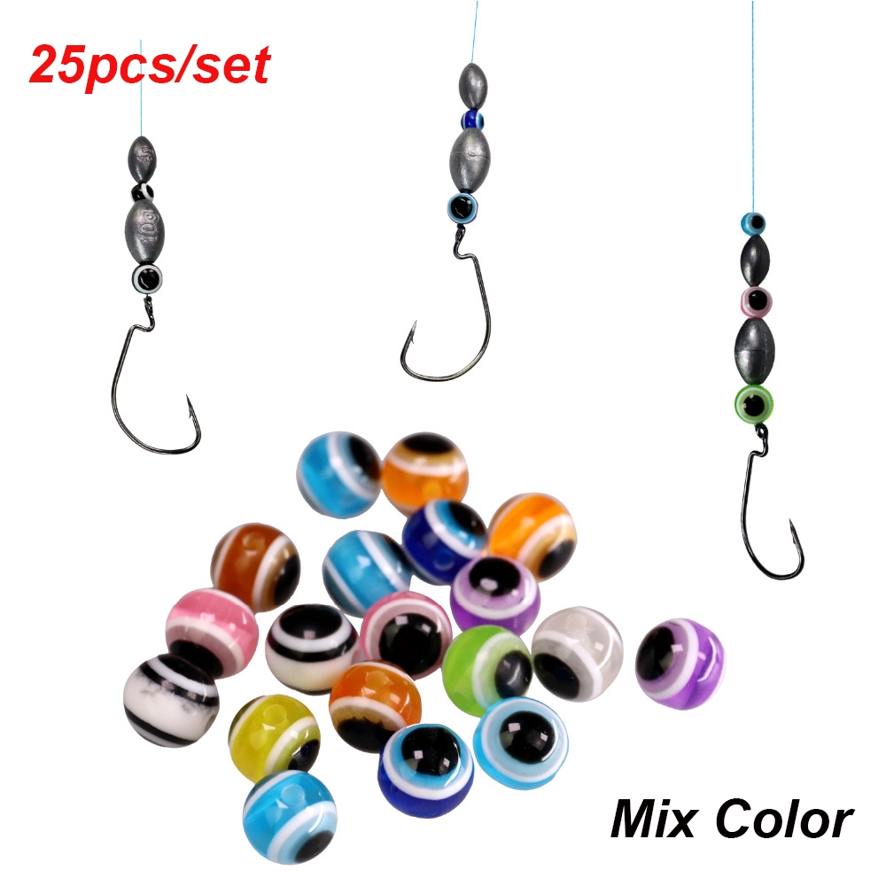 Set 25 Hạt Cườm Xỏ Lỗ 4mm 5mm 6mm 8mm Cho Câu Cá