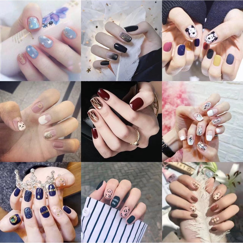 Bộ Nhãn Dán Móng Tay Trang Trí Nghệ Thuật 3D Phong Cách Hàn Quốc Dễ Thương