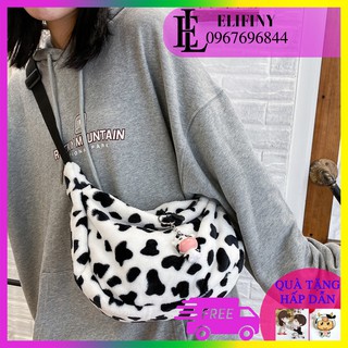 Túi Tote Đeo Chéo Đeo Vai Màu Bò Sữa Lông Nhung Mềm Mịn Siêu Dễ Thương Đi Học Đi Chơi