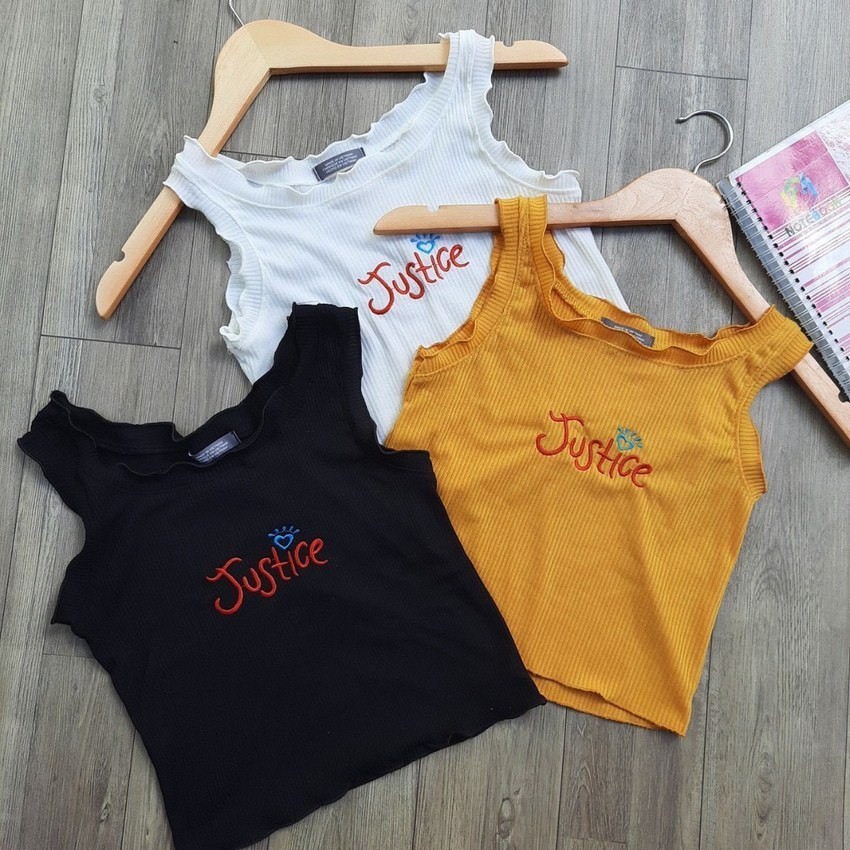 Áo Croptop Ôm, Áo Croptop Justice ( Vải Thun Gân Co Giãn, Mềm Mịn) - Nikendo