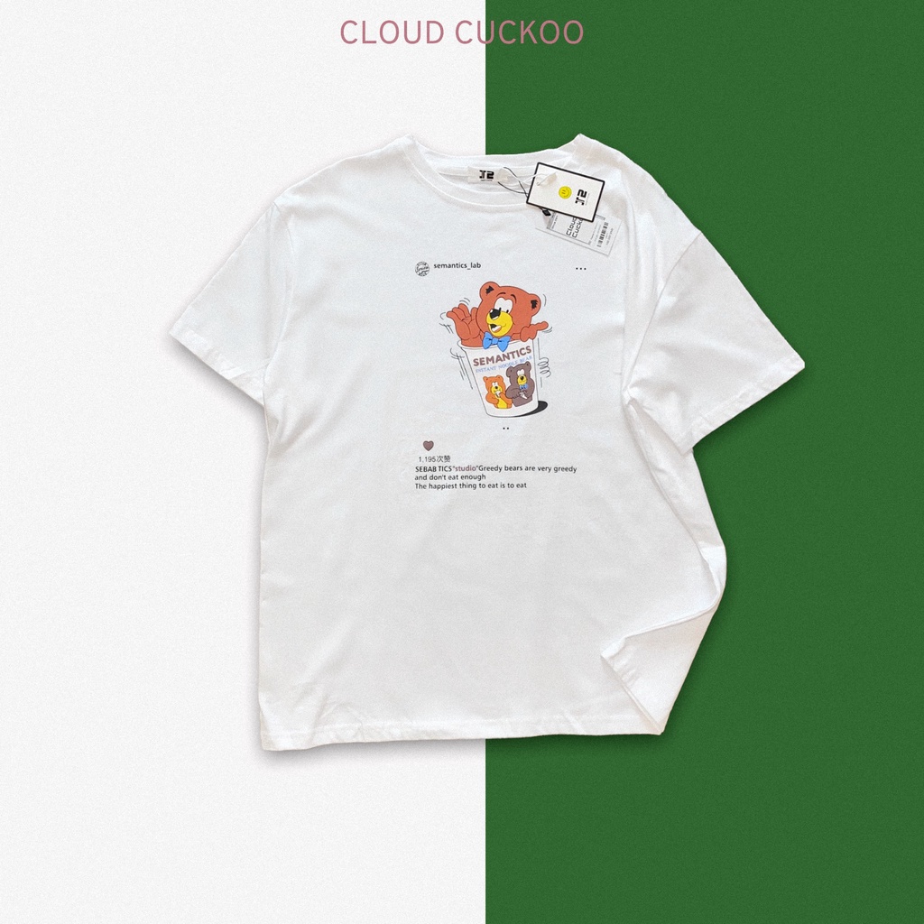 Áo Thun Nữ Cotton In Hình Gấu Sematic - Mã Số:J8577
