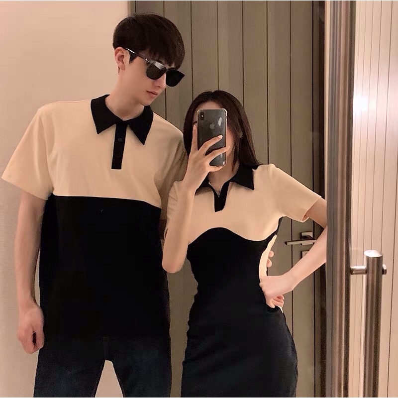 Set đồ đôi nam và nữ phối 2 màu cơ bản