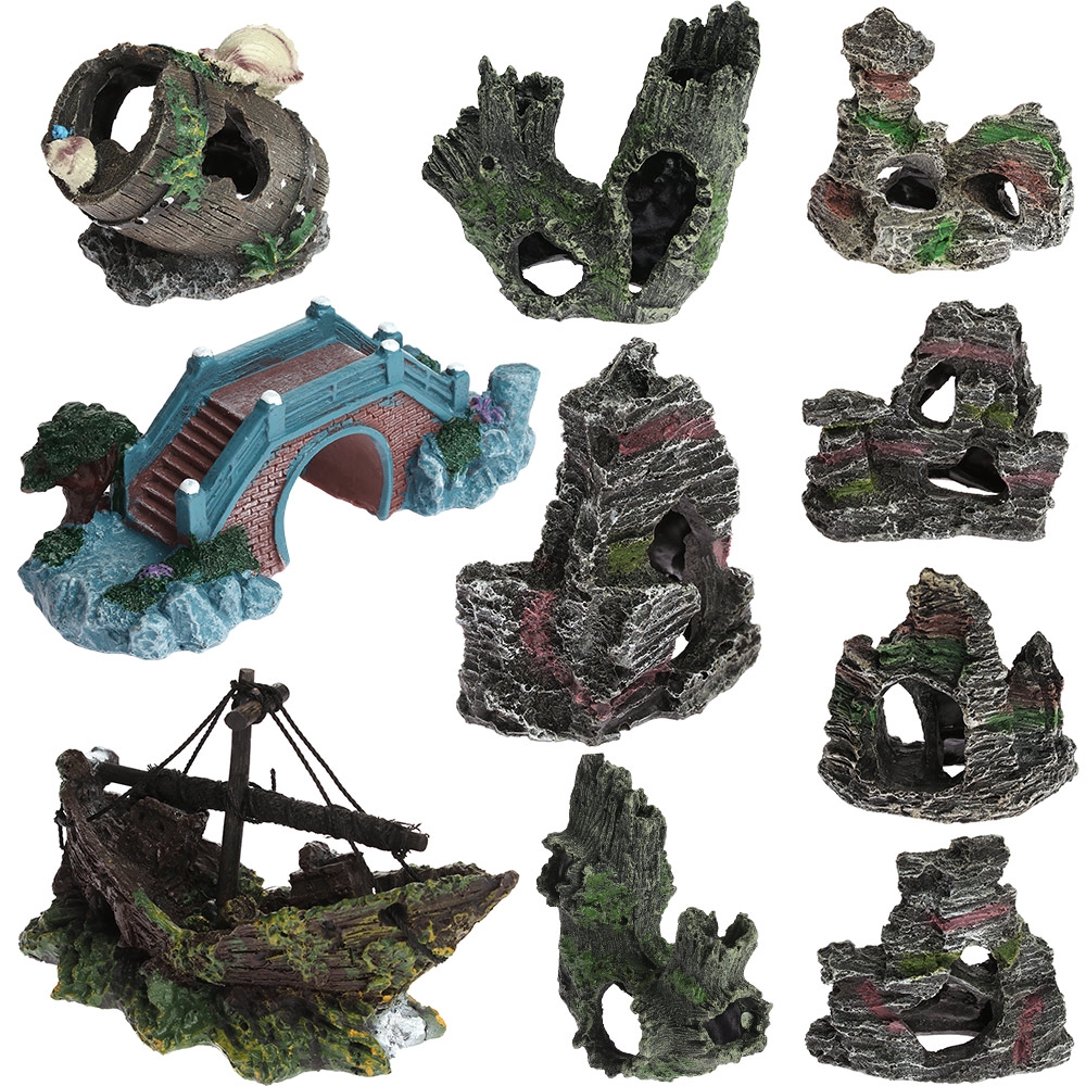 CONOPERY Mô hình tàu đắm trang trí bể cá cảnh