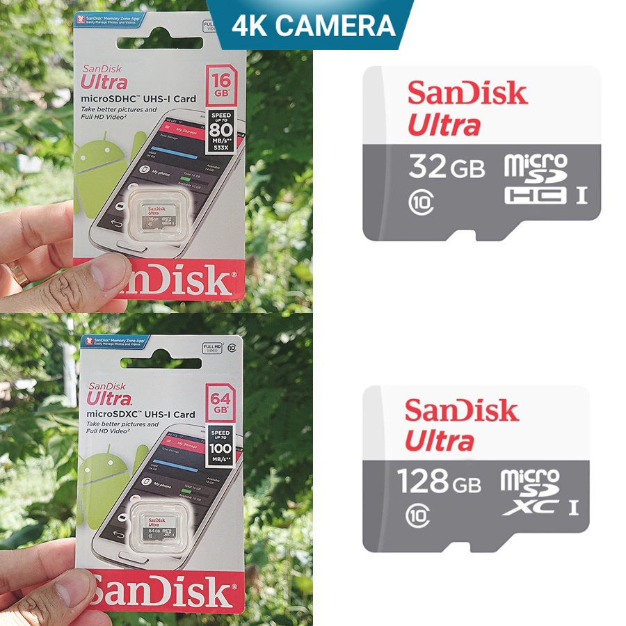 Thẻ nhớ Micro SD Sandisk Ultra 16G/32G/64G/128G cho máy ảnh máy quay camra an ninh hành trình