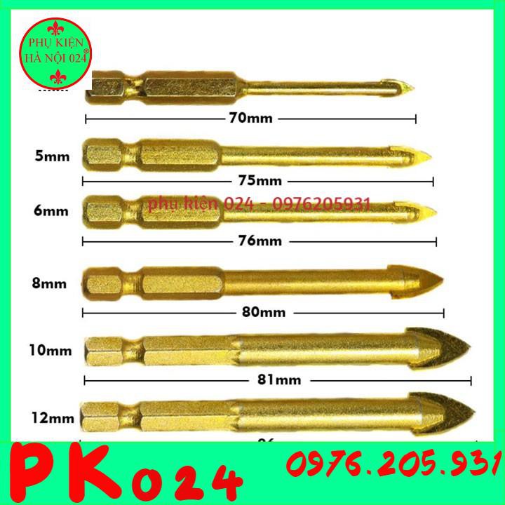 Bộ 6 Mũi Khoan Tam Giác Mạ Titan Khoan Tường - Thủy Tinh - Bê Tông Đa Chức Năng từ 4-12mm