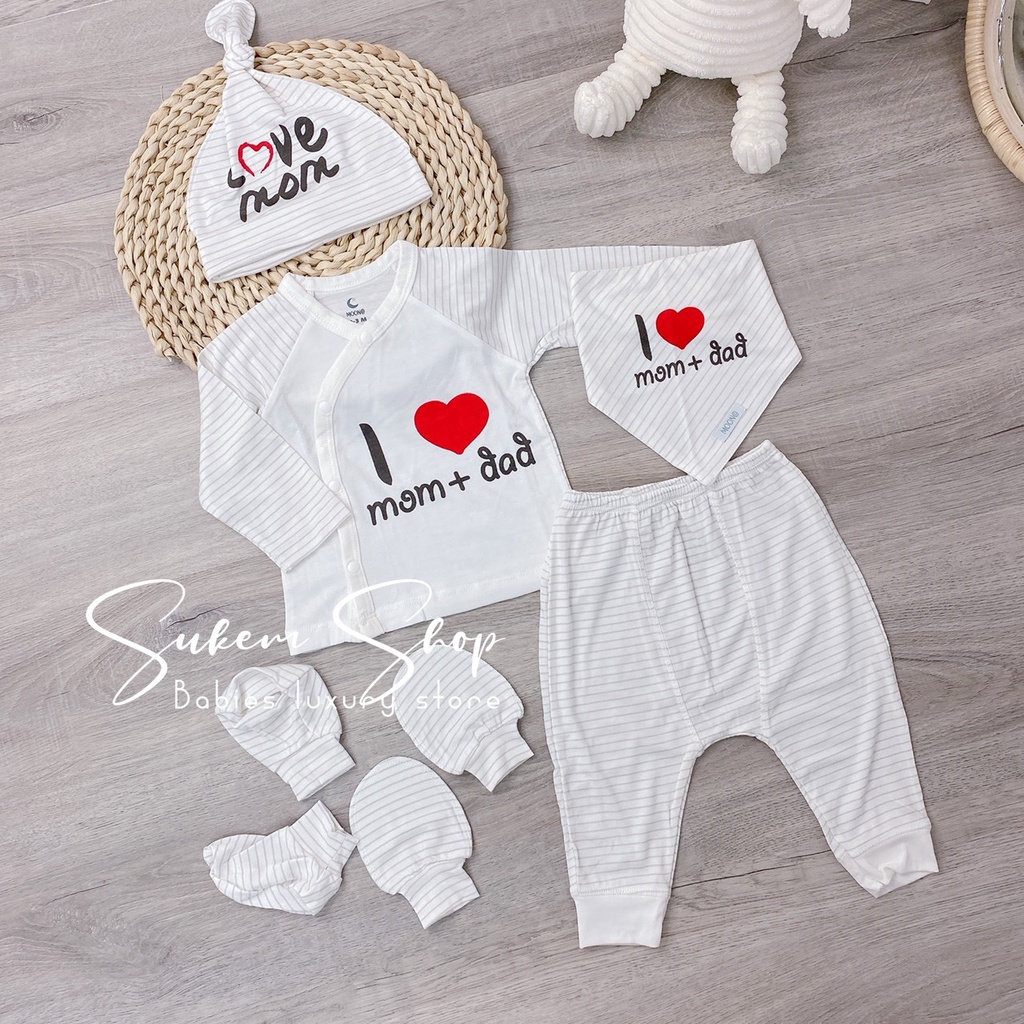 Set Bộ Rời Sơ Sinh Moon Petit Siêu Mềm, Thoáng Cho Bé Sơ Sinh 0-3m