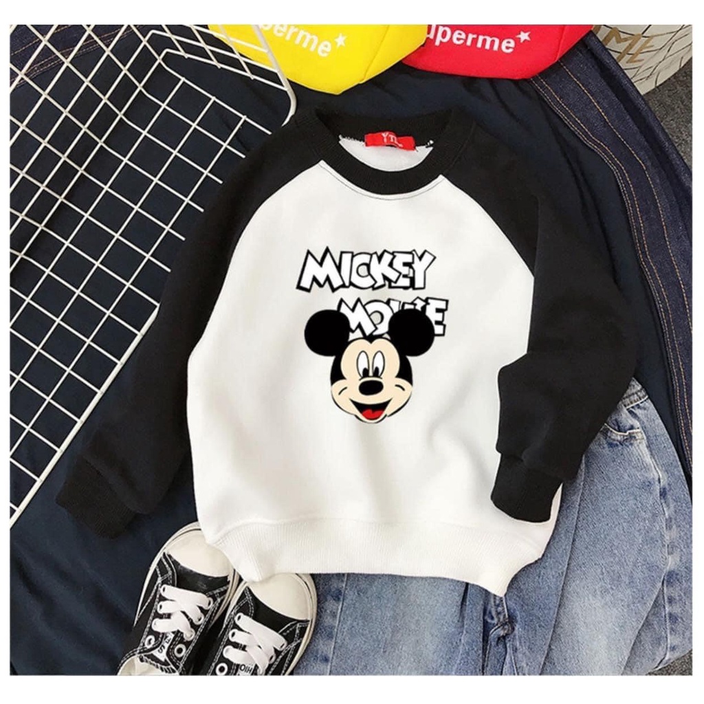 Áo Nỉ Da Cá Hoạt Hình MicKey Thu Đông Size 8-25kg Cho Bé Trai Và Bé Gái AN01.