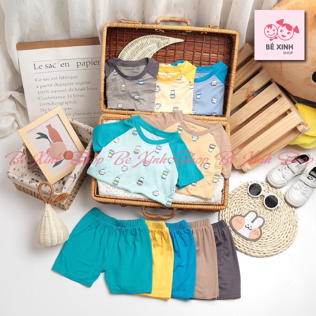 Đồ Bộ Bé Trai Bé Gái Cộc Tay Thun Lạnh Minky Mom  Đồ Bộ Cộc Tay Minky Mom cho bé thun lạnh LY TRÀ SỮA đángyêu