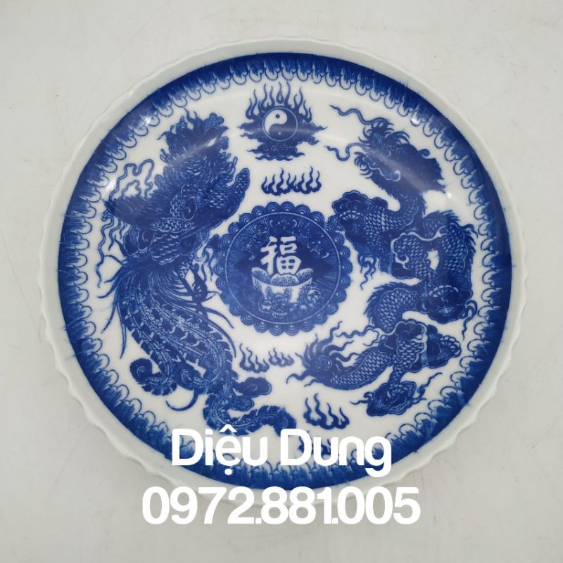 Đĩa đựng trầu men lam