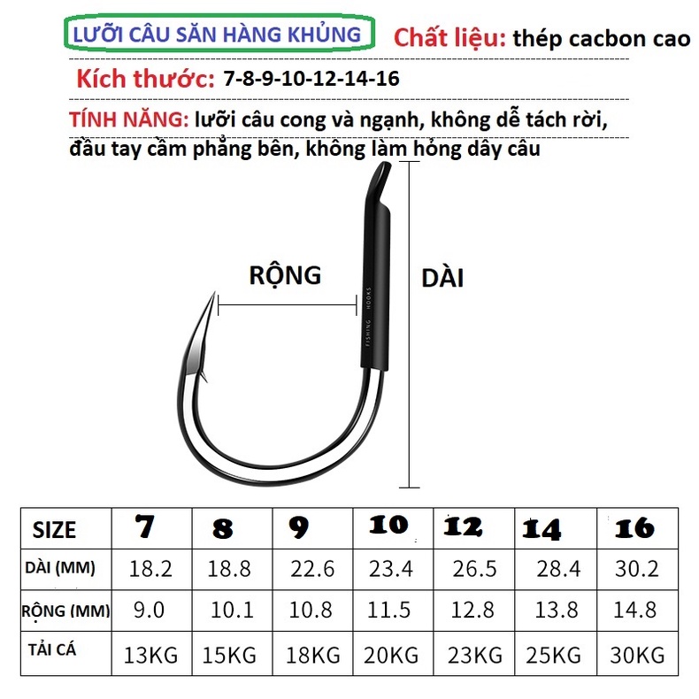 Lưỡi Câu Đài Chuyên Săn Hàng Khủng Nhật Bản , thích hợp câu hồ, sông, trắm đen, trắm trắng,trắm cỏ, chép...