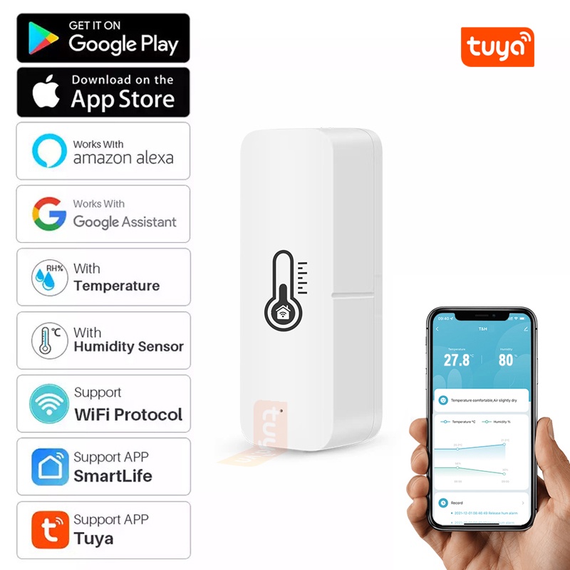 Nhiệt Kế Cảm Biến Nhiệt Độ Độ Ẩm Thông Minh Tuya WL-TH02