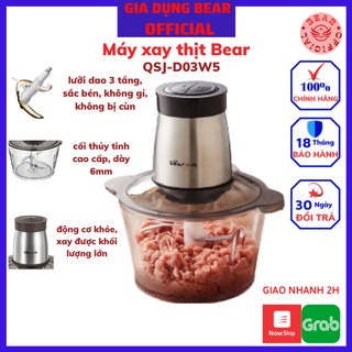 Máy Xay Thịt Mini Đa Năng Bear 2L, Cối Xay Thực Phẩm, tỏi ớt, chả cá, tiêu gia đình, cao cấp chính hãng_Bảo Hành 1 Năm
