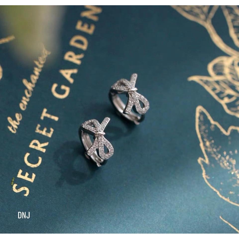 Bông tai nơ đá cách điệu chuẩn bạc ta - Kho sỉ bạc Nhất Linh