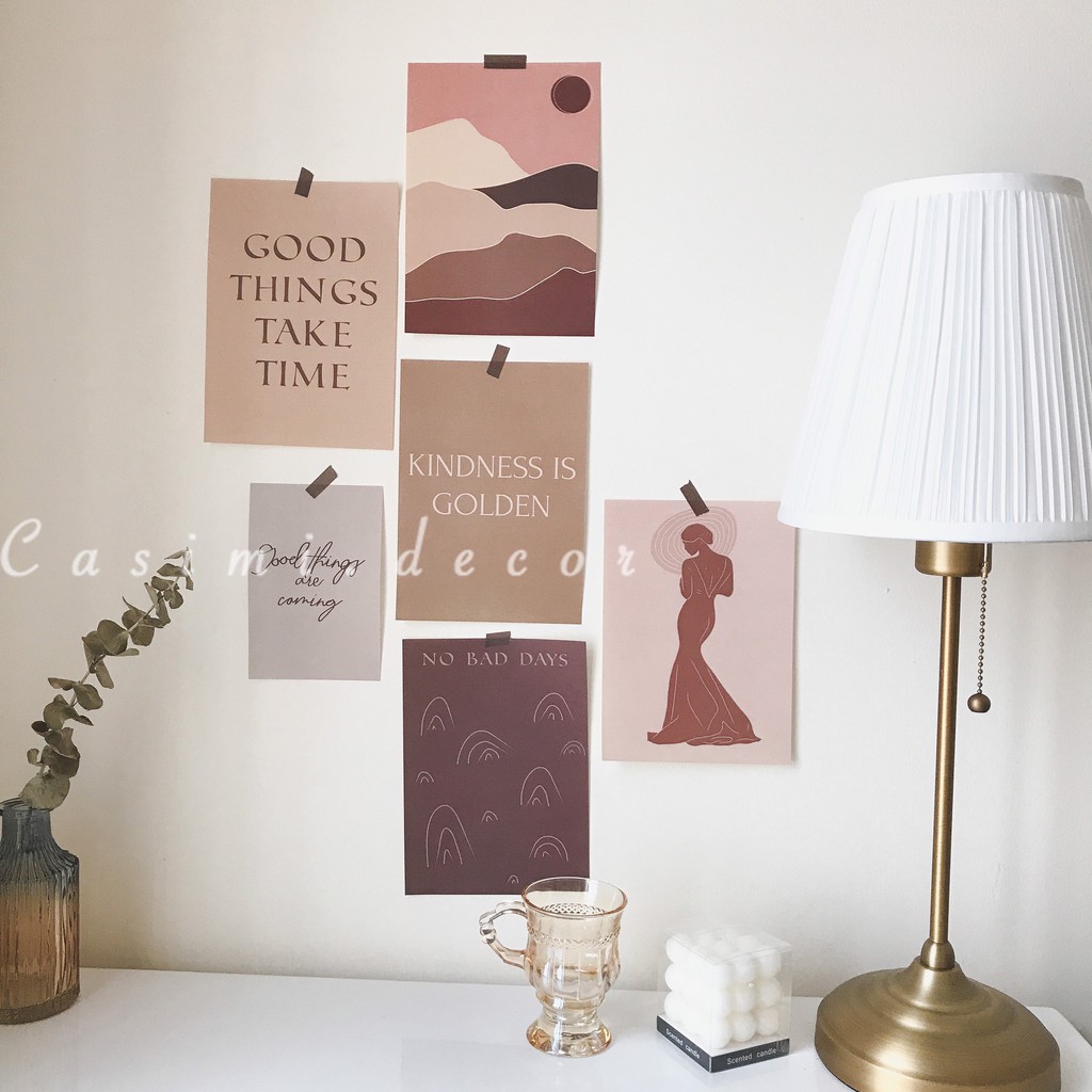 [FOLLOW US GIẢM 30K] Bìa ảnh giấy Minimalist QUOTES POSTCARD vintage trang trí bàn học, dán tường kiểu Hàn Casimi Decor