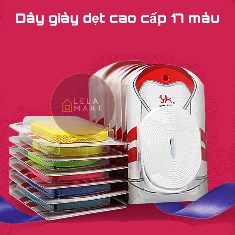 Dây giày dẹt cao cấp 17 màu siêu đẹp, có hộp DG01