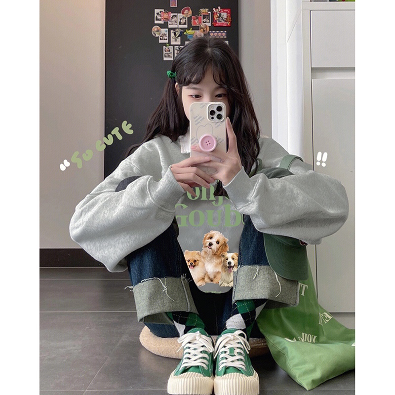 NRVP Áo Thun Tay Dài Oversize In Họa Tiết Phong Cách Hàn Quốc Thời Trang Cho Nam Và Nữ