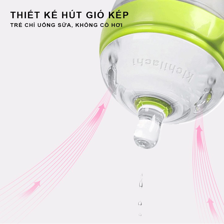 Bình sữa Kichilachi silicon cao cấp chống sặc và đầy hơi cho bé 150ml 250ml - 2X MART