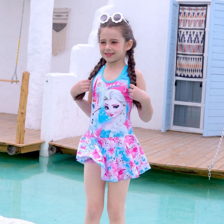 Bộ Đồ Bơi 1 Mảnh Áo Váy Ngắn In Hình Kỳ Lân Thời Trang Mùa Hè Khô Nhanh Cho Bé Gái 6 Tháng - 7 Tuổi