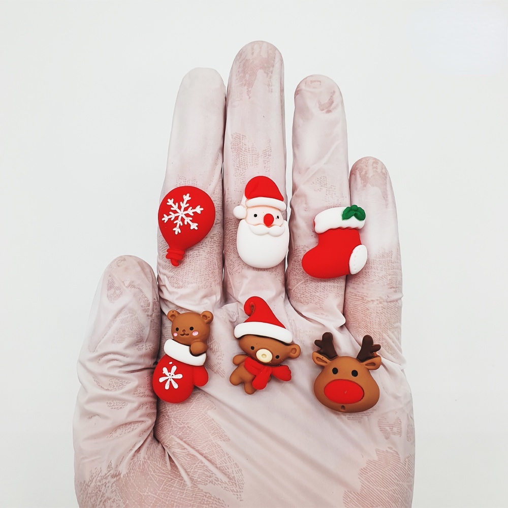 Phụ Kiện Trang Trí Giày Crocs Hình Ông Già Noel / Rudolph / Vớ Đỏ / Gấu / Gấu Con / Quả Cầu Tuyết Dễ Thương DIY