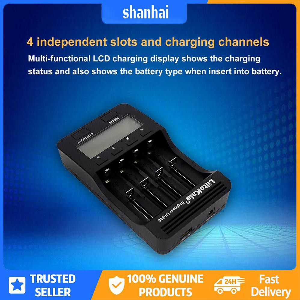 Liitokala Lii-500 18650 26650 21700 Bộ sạc pin thông minh đa năng 4 khe cắm LCD