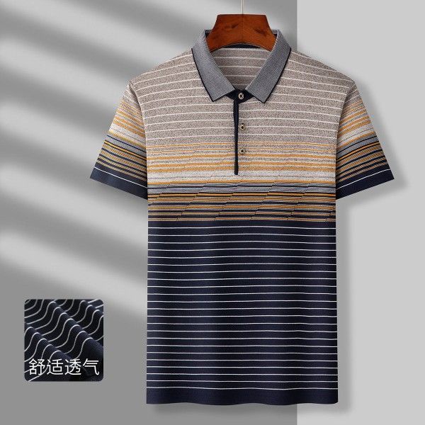 Áo Thun Polo Tay Ngắn Dáng Rộng Chất Lụa Lạnh Cao Cấp Cho Nam Trung Niên