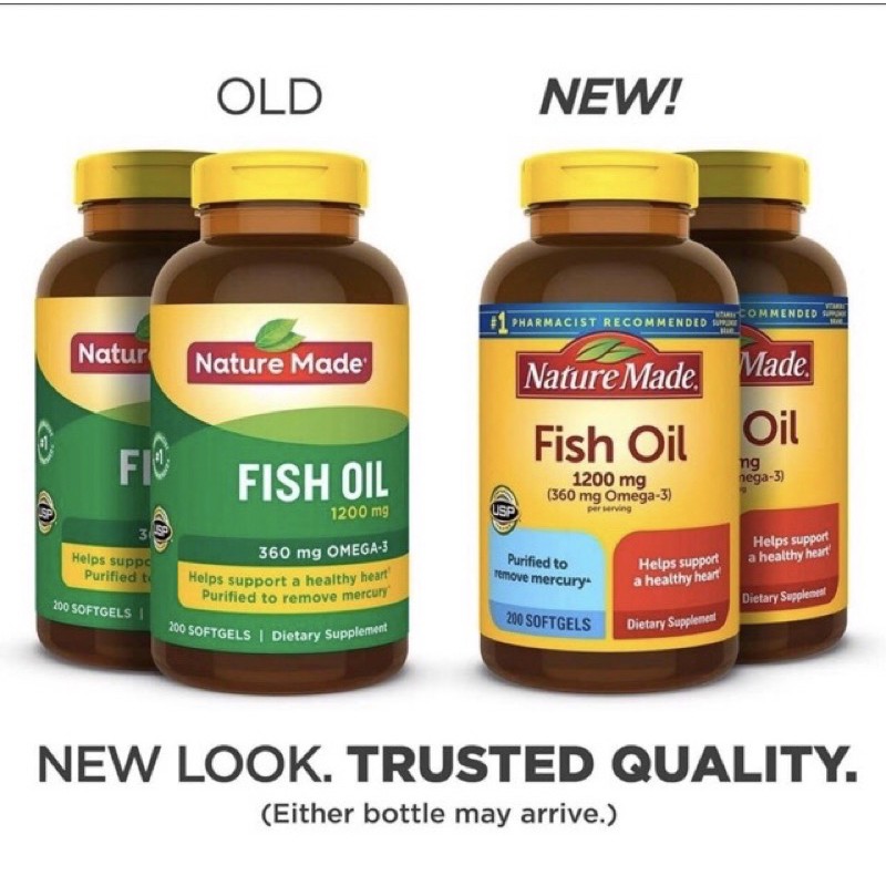 [Mẫu Mới - Date 2023] Fish Oil 1200mg Nature Made 200 Viên