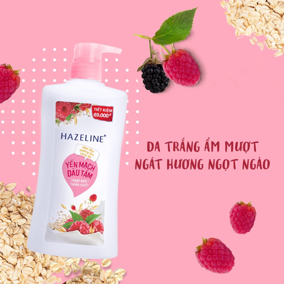 SỮA TẮM DƯỠNG THỂ THIÊN NHIÊN TRẮNG SÁNG DA HAZELINE 1.2KG