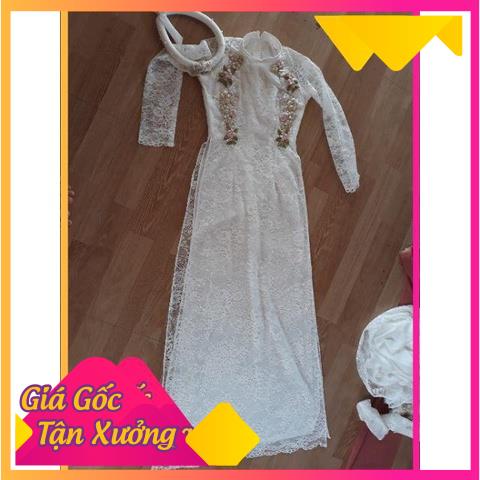 Áo dài cô dâu trắng tinh khôi