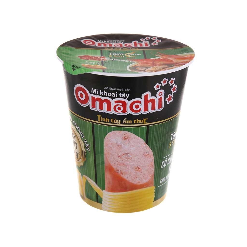 Ly mì khoai tây Omachi tôm chua cay 112g (có cây thịt thật)