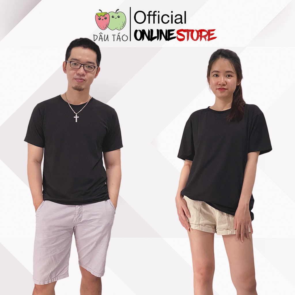 Áo thun đen cotton nam nữ form suông co dãn 4 chiều, thoáng mát unisex, không xù lông, phôi áo phông in PET chuyển nhiệt