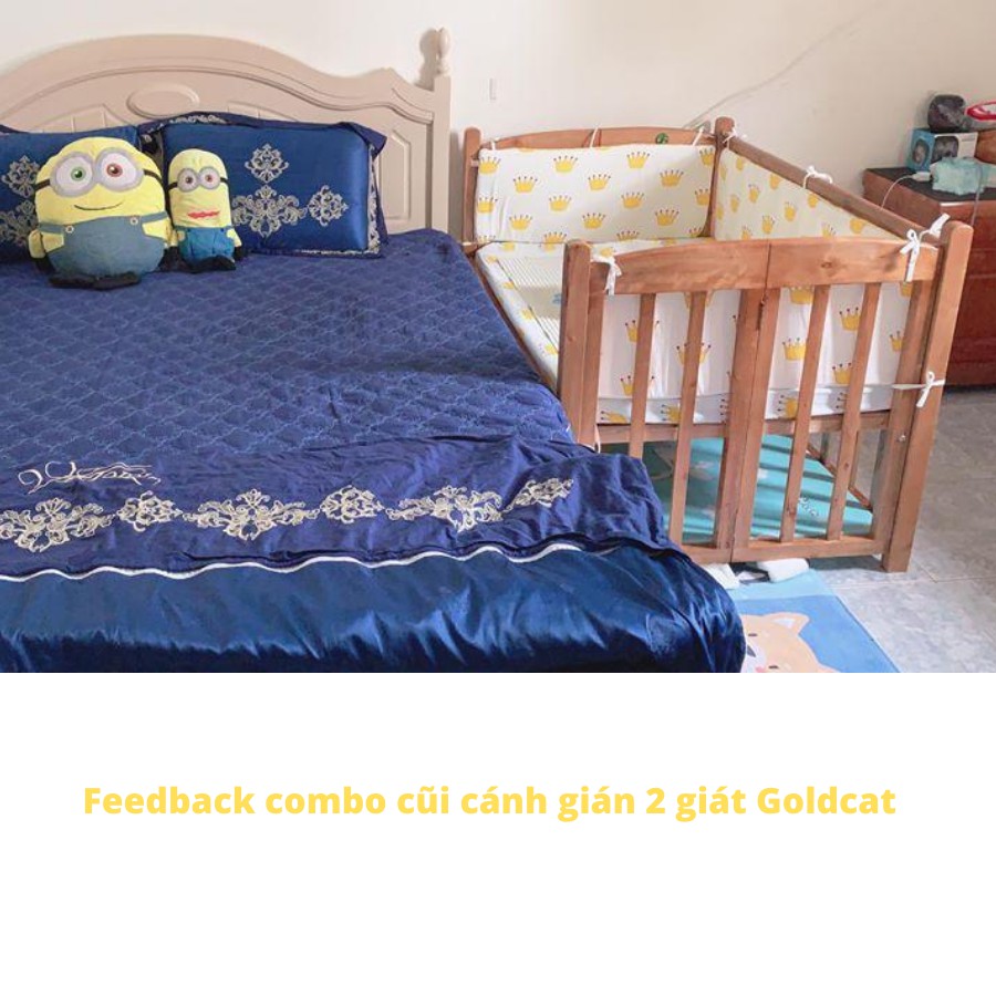 [Bảo hành 1 năm] Cũi Giường 2 Giát Cho Bé Goldcat Chất Liệu Gỗ Quế Siêu Bền Tiện Dụng - Màu Cánh Gián